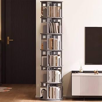 Amazon｜ラウンド360°回転式本棚 5段/6段 回転ラック 省スペース